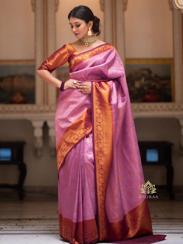 Lilac Purple Kanchipuram silk saree