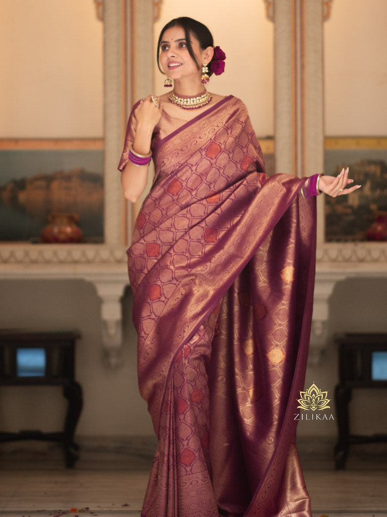 Sangria Wine Kanchipuram Silk Saree