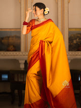 Mustard Yellow Kanjeevaram silk saree