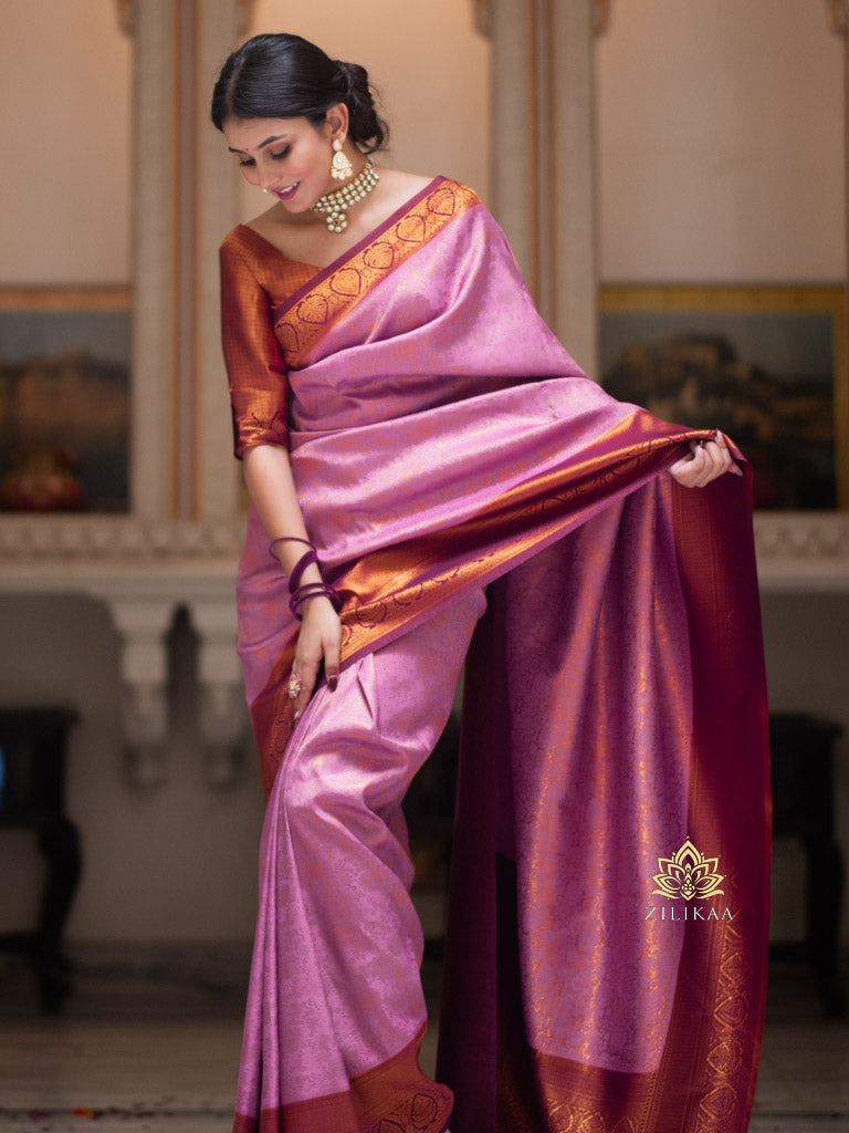 Lilac Purple Kanchipuram silk saree