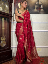 Scarlet Red Banarasi Uppada Silk Saree