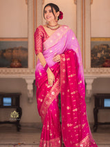 Hand-Dyed Double Shade Banarasi Uppada Silk saree