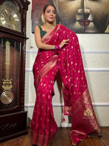 Queen Pink Banarasi Uppada Silk Saree