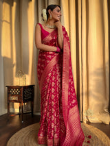 Queen Pink Banarasi Uppada Silk Saree