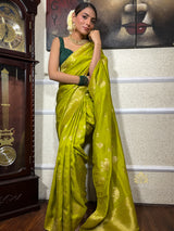 Baby Mehendi Banarasi Uppada Silk Saree