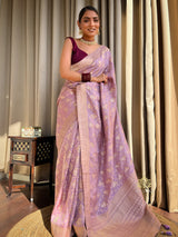 Lavender Purple Banarasi Uppada Silk Saree