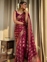 Sangria Wine Banarasi Uppada Silk Saree