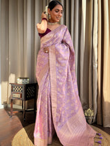 Lavender Purple Banarasi Uppada Silk Saree