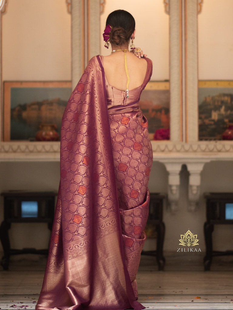 Sangria Wine Kanchipuram Silk Saree