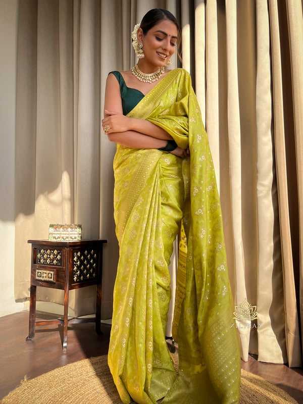 Baby Mehendi Banarasi Uppada Silk Saree