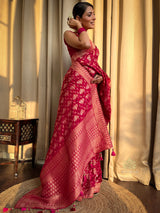 Queen Pink Banarasi Uppada Silk Saree