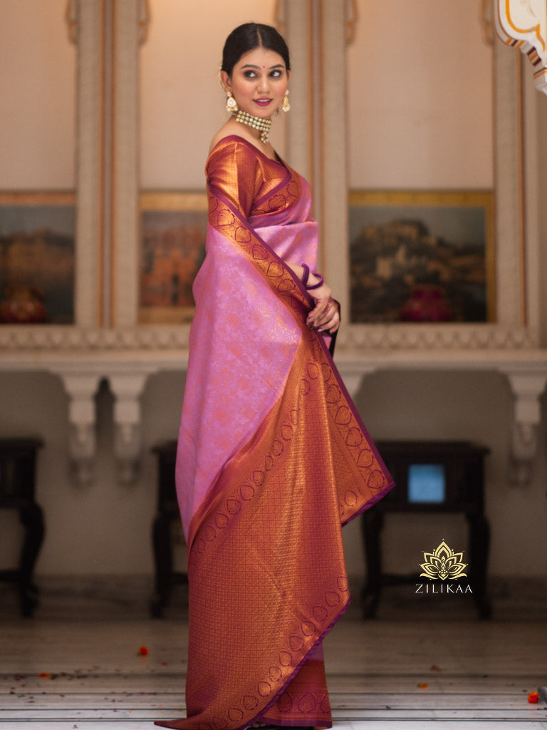 Lilac Purple Kanchipuram silk saree