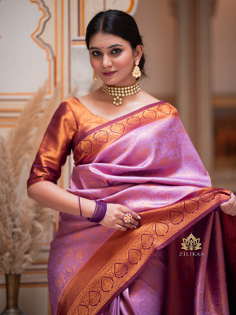 Lilac Purple Kanchipuram silk saree