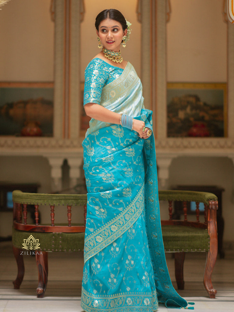 Hand-Dyed Double Shade Banarasi Uppada Silk saree