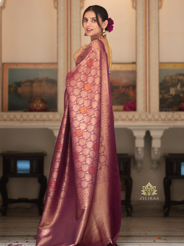 Sangria Wine Kanchipuram Silk Saree