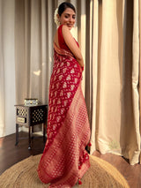 Scarlet Red Banarasi Uppada Silk Saree