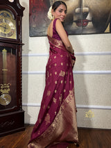 Sangria Wine Banarasi Uppada Silk Saree