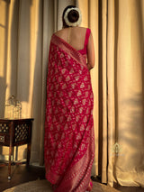 Queen Pink Banarasi Uppada Silk Saree