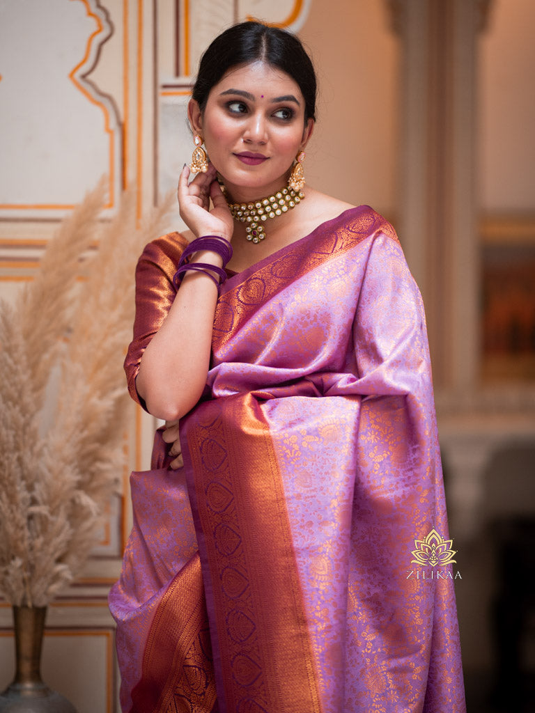 Lilac Purple Kanchipuram silk saree