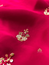 Magenta Pink Mulberry Silk Saree With Zardozi Scalloped Border