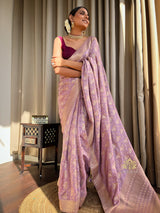 Lavender Purple Banarasi Uppada Silk Saree