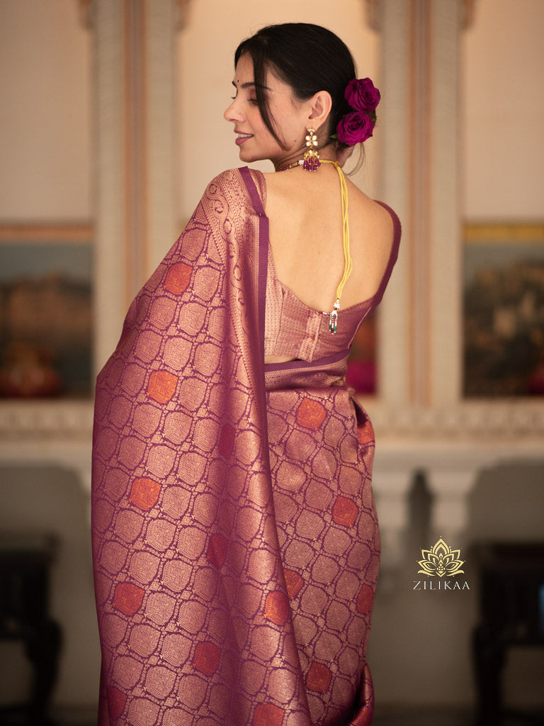 Sangria Wine Kanchipuram Silk Saree