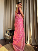 Onion Pink Banarasi Uppada Silk Saree