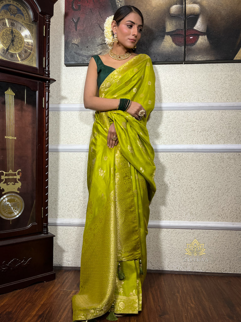 Baby Mehendi Banarasi Uppada Silk Saree