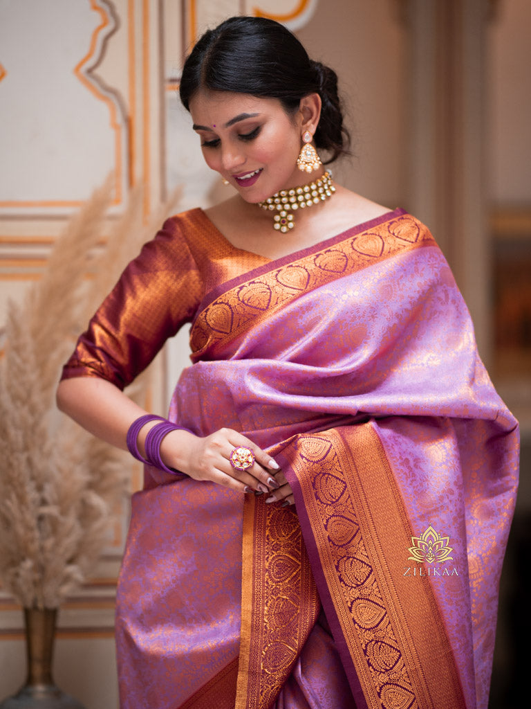 Lilac Purple Kanchipuram silk saree