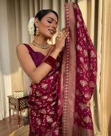 Sangria Wine Banarasi Uppada Silk Saree