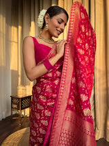 Queen Pink Banarasi Uppada Silk Saree