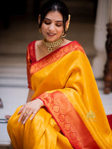 Mustard Yellow Kanjeevaram silk saree