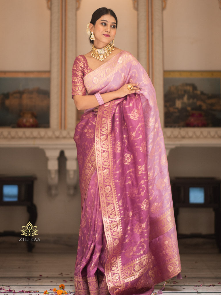 Hand-Dyed Double Shade Banarasi Uppada Silk saree