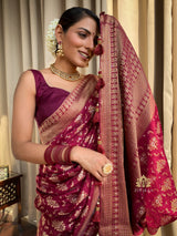 Sangria Wine Banarasi Uppada Silk Saree