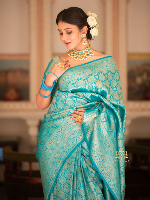 Tiffany Blue Kanchipuram Silk Saree