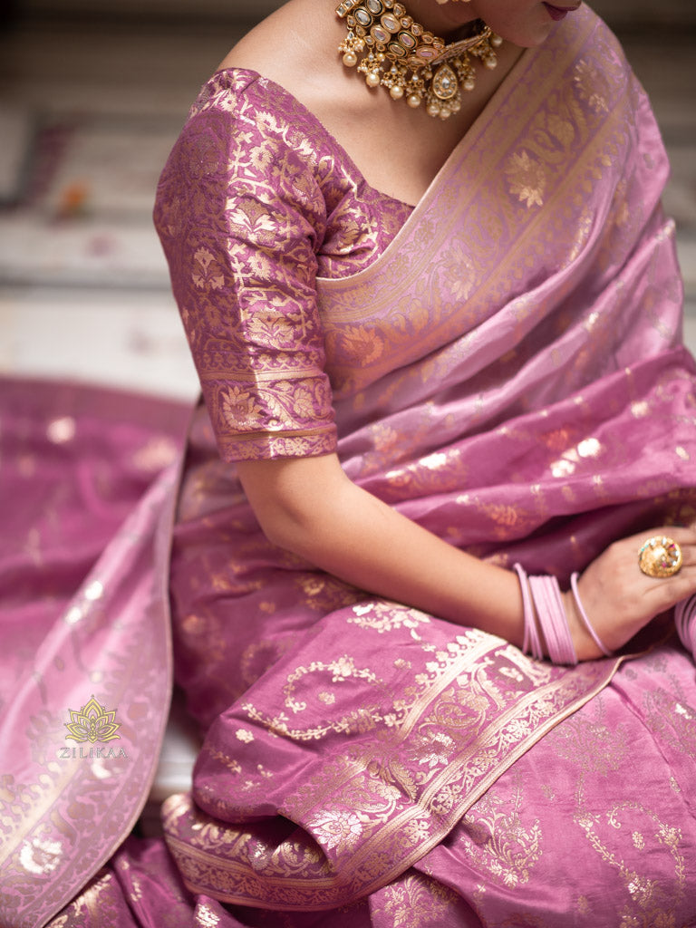 Hand-Dyed Double Shade Banarasi Uppada Silk saree