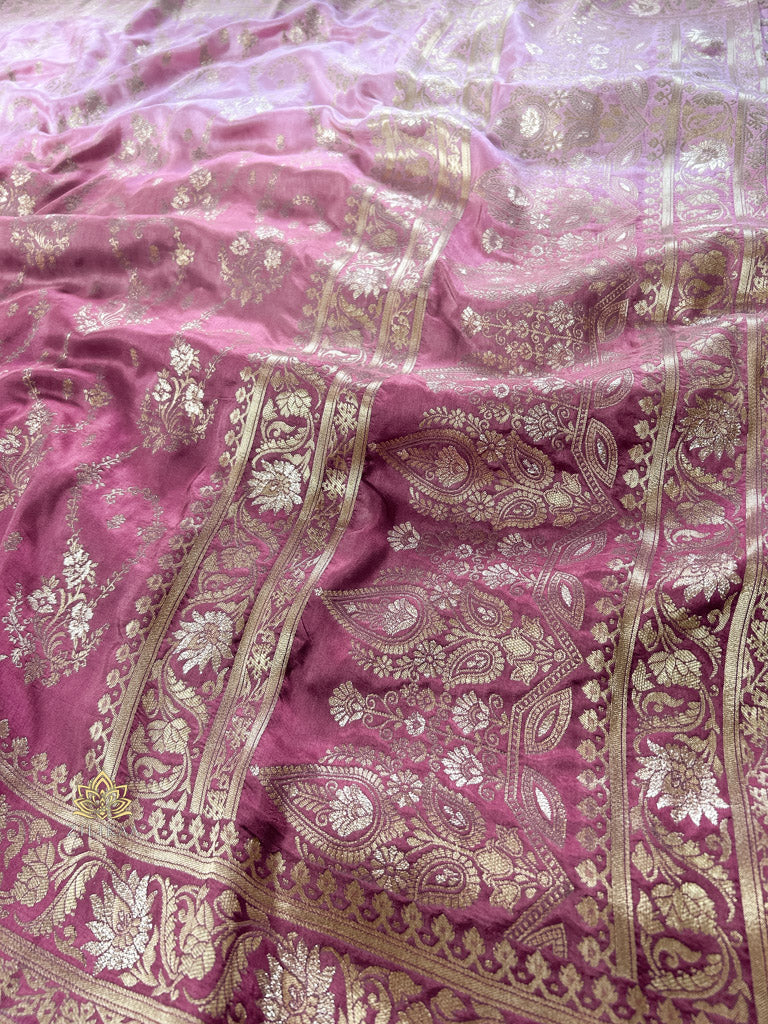 Hand-Dyed Double Shade Banarasi Uppada Silk saree