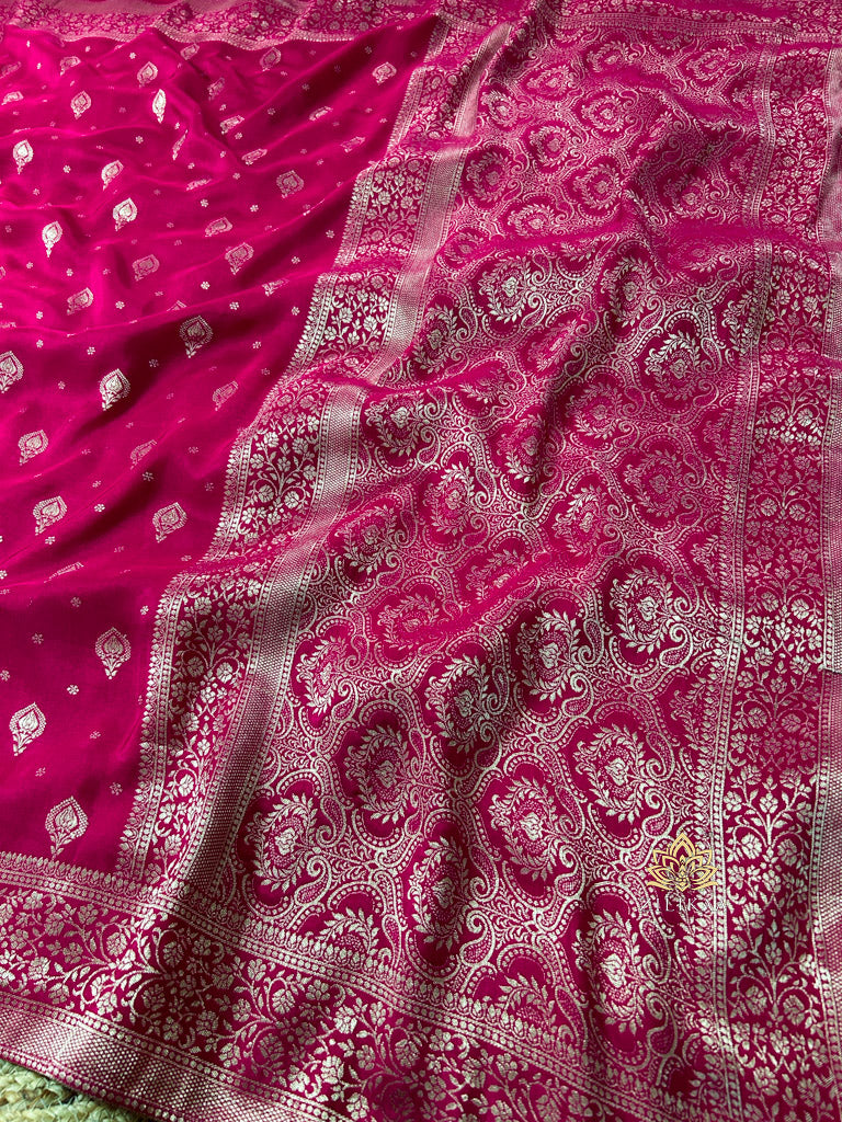 Queen Pink Banarasi Uppada Silk Saree