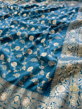 Teal Blue Banarasi Uppada Silk Saree