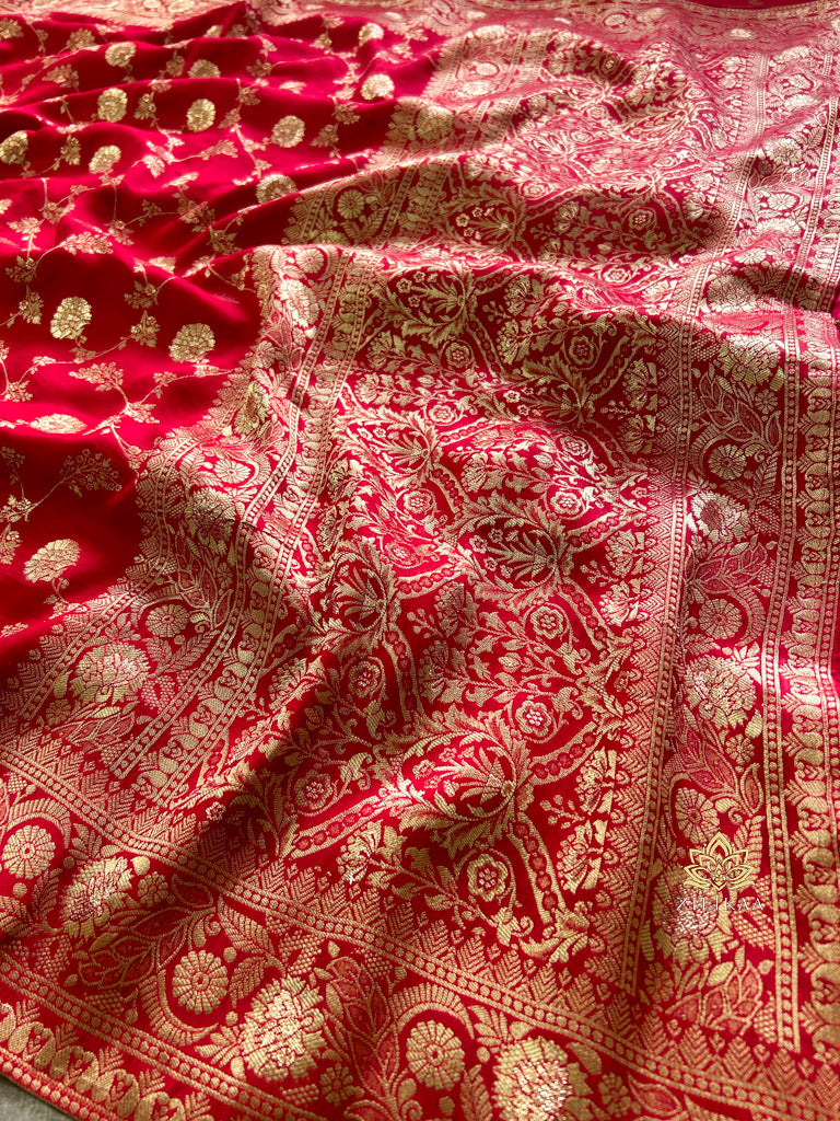 Scarlet Red Banarasi Uppada Silk Saree