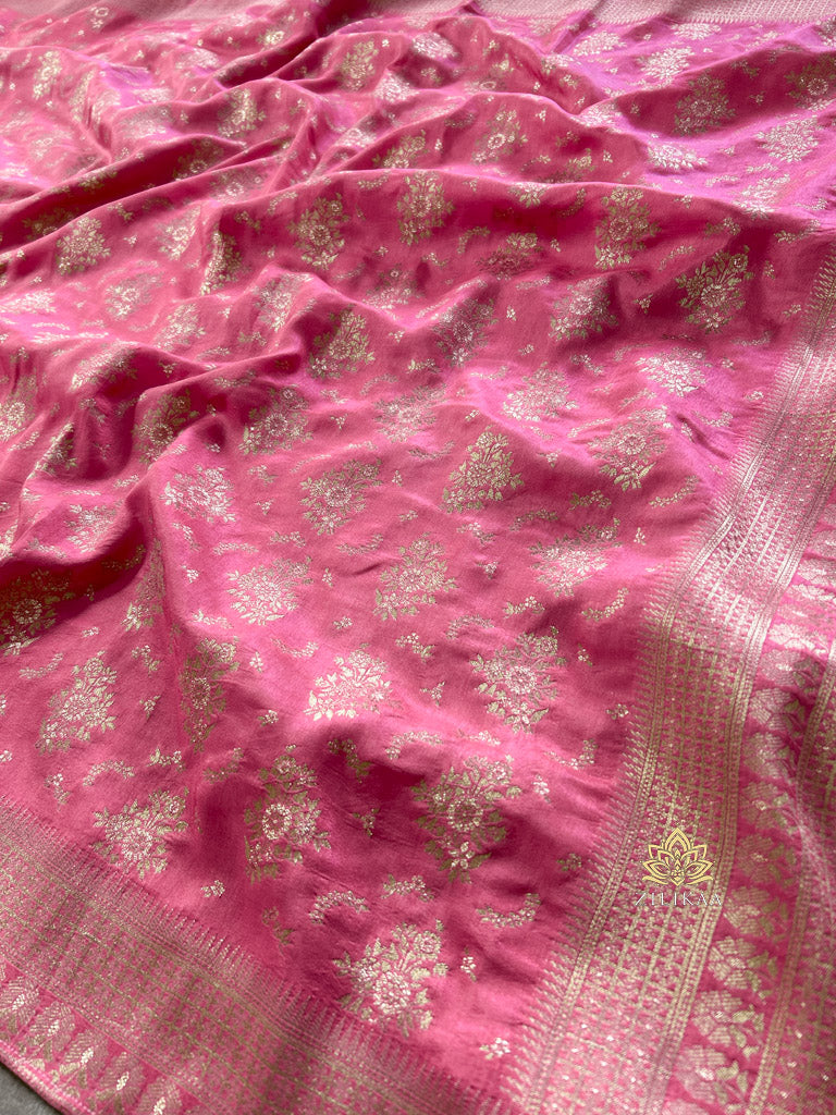 Onion Pink Banarasi Uppada Silk Saree