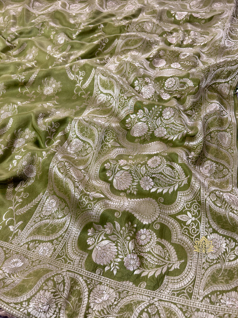 Mehendi Green Banarasi Uppada Silk Saree