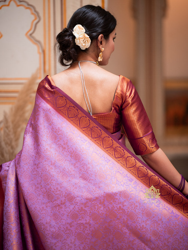 Lilac Purple Kanchipuram silk saree