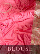 Salmon Pink Zardozi Handwork Katan silk saree