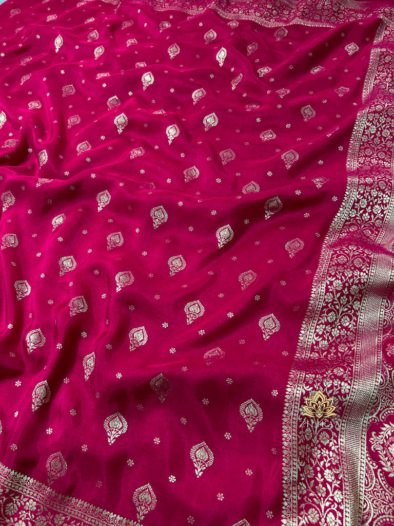 Queen Pink Banarasi Uppada Silk Saree