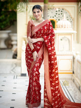 Scarlet Red Banarasi Uppada Silk Saree