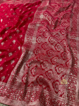 Scarlet Red Banarasi Uppada Silk Saree