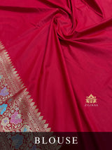 Crimson Red Meenakari Banarasi Katan Silk Saree