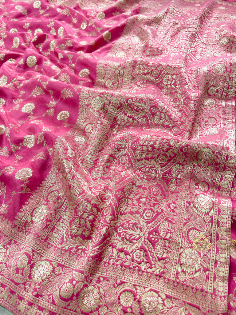 Onion Pink Banarasi Uppada Silk Saree