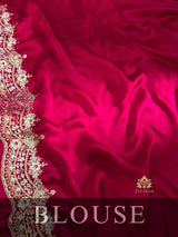 Magenta Pink Mulberry Silk Saree With Zardozi Scalloped Border